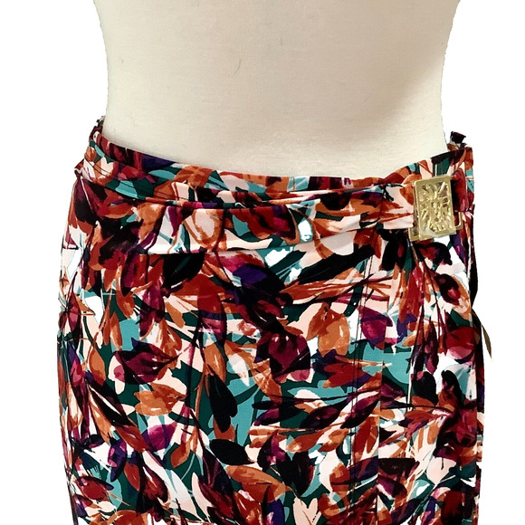 Anne Klein Women's Pull On Skirt sz M Floral Multicolor Leaves NWT - Picture 2 of 10